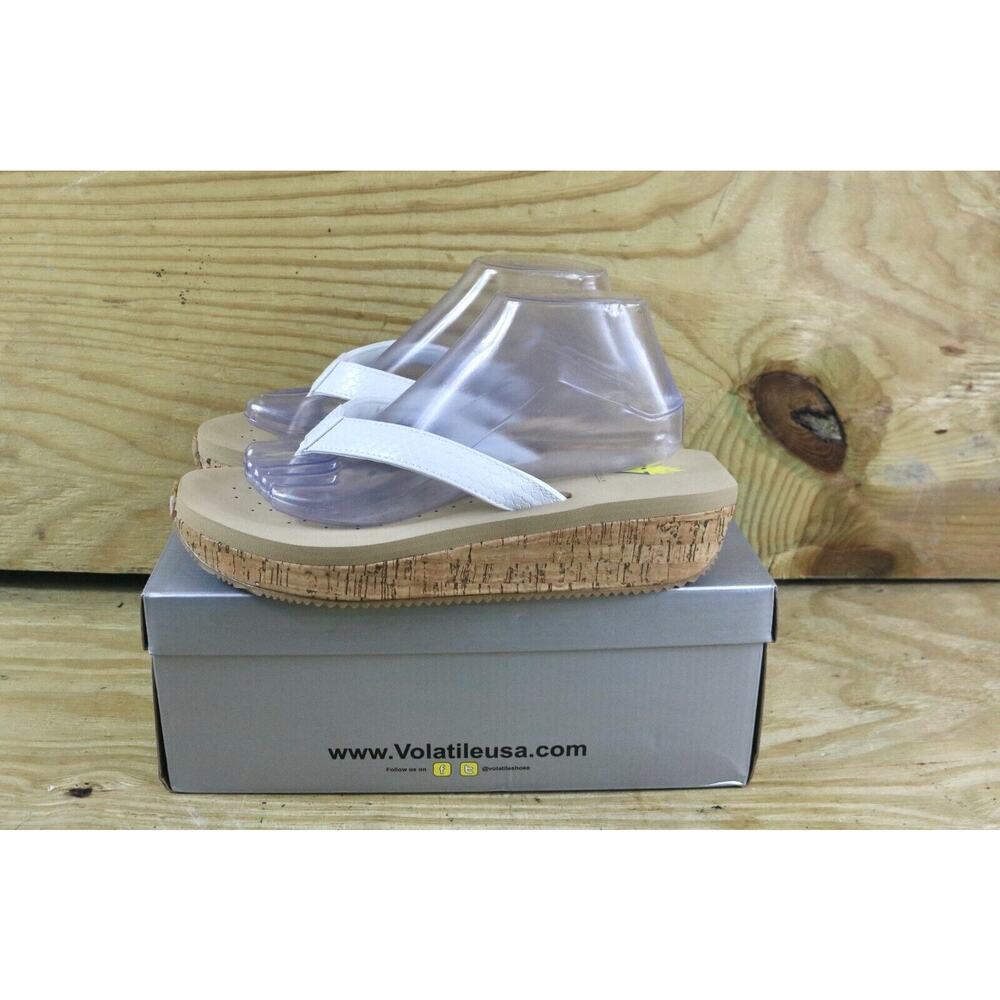 New Volatile Sandals Womens 10 White Leather Snake Platform Thong Neville Shoes